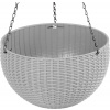 Kvetináč Strend Pro Modern, visiaci, závesný, tmavošedá, 26x16cm, s retiazkou a vešiakom