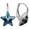 Levien Stříbrné dívčí náušnice Star Bermuda Blue