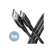 AXAGON BUCM-AM10AB, HQ kabel USB-C - USB-A, 1m, USB 2.0, 3A, ALU, oplet, černý