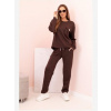 Kesi Włoski Komplet dámsky maslový mikina a nohavice s gumou hnedý