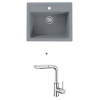 Alveus ATROX 30 SET kuchynský granit. drez so sifón. 59x50 Beton + batéria SIROS - Chróm ATROX30G81+SIROSCHROM