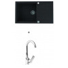 Alveus CADIT 40 SET kuchynský granit. drez so sifónom 86x50 Black + batéria TINA Chróm CADIT40G91+TINA