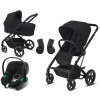 Kočík Cybex Balios S Lux BLK Deep Black 3v1 (Cybex Balios S Lux multifunkčný kočík 3v1 Aton B2 sedačka + adaptéry)