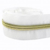Zips metráž / 5 mm / biely / zlaté zúbky