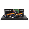 Mclaren F1 Set 2X Coffret MCL35L Team Mclaren N°3 Víťaz Italy GP 2021 Daniel Ricciardo + N°4 2. Miesto Italy GP 2021 Lando Norris 1:43 Minichamps oranžová svetlomodrá
