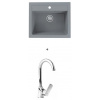 Alveus ATROX 30 SET kuchynský granit. drez so sifón. 59x50 Beton + batéria TINA Chróm ATROX30G81+TINA