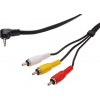 PremiumCord Video + Audio kabel, stereo 3.5mm 4 pinový - 3x CINCH RCA stíněný, M/M, 1,5m kjack4cin
