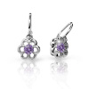 Náušnice pre bábätká Danfil kvetiny C1947 z bieleho zlata, Amethyst, zapínanie brizura