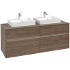 VILLEROY & BOCH Collaro závesná skrinka pod dve umývadlá na dosku, 4 zásuvky, s LED osvetlením, 1400 x 500 x 548 mm, Arizona Oak, C076B0VH