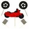 Cukrová figurka na tortu topper dekorácie motocykel červený motor narodeniny