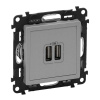 Legrand Slovensko, s.r.o. Valena Life - 753312 - USB nabíjačka dvojitá - Hliník