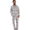 Pánské pyžamo teplé šedé kárované celopropínací, elegantní 1Z1758 šedá M + První výměna zboží zdarma.