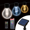 Smart solárna sveteľná reťaz - 15 ks bielych LED - nastaviteľná farebná teplota - 7,5 m - bluetooth