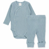 Zavinovacie rebrované body + tepláčky, 2D sada MBaby, mätové 68 (3-6m)