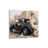 Vzor sklo retro auto lady GAC70x70-3467 (Vzor sklo retro auto lady GAC70x70-3467)