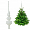 Biely špička na vianočný stromček Biely VRCHOL stromčeka Trblietavý špic na stromček 29 cm Sviatky