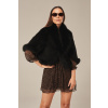 Luxusne čierne kožušinové bolerko