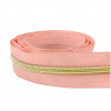 Zips metráž / 5 mm / lososový/ zlaté zúbky / CELÝ KUS - 1,17 m