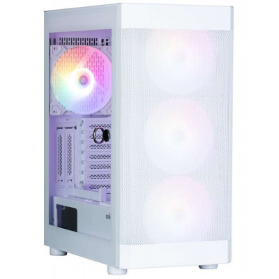 Zalman skříň i4 TG / Middle Tower / 4x 140 mm RBG LED fan / 2x USB 3.0 / 1x USB 2.0 / mesh panel / tvrzené sklo / bílá (i4 TG White)