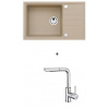 Alveus MERYLL 130 SET kuchynský granit. drez so sifón. 78x48 Beige + batéria SIROS Chróm MERYLL130G55+SIROSCHROM