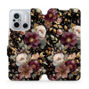 Flipové pouzdro Mobiwear - Xiaomi Redmi 12C - V169S Zlatavé kvítky (Knížkové flip pouzdro, obal, kryt na mobil Xiaomi Redmi 12C - V169S Zlatavé kvítky, materiál Umělá kůže + TPU - ochrana 360°, stoján