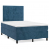 vidaXL Boxspring posteľ s matracom, tmavomodrá 120x190 cm, zamat - Modrá - 89221-43543