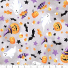 Stof BOO Halloween / tekvičky / fialová