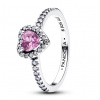 PANDORA strieborný prsteň Vystúpené fialové srdiečko 198421C12