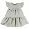 EEVI Dievčenské šaty s volánikmi Nature - khaki 68 (3-6m)