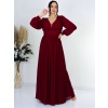 Dámske dlhé bordové spoločenské šaty Athena aj pre moletky - 40