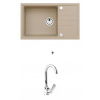 Alveus MERYLL 130 SET kuchynský granit. drez so sifón. 78x48 Beige + batéria TINA Chróm MERYLL130G55+TINA