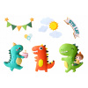 CUKROVÁ JEDLÝ OBRÁZOK NA TORTU VYTLAČENIE HMOTA DINOSAURY DINO OBLAKY SLNKO narodeniny