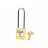 Bezpečnostný visiaci zámok – systém rôznych uzáverov, predĺžený oblúk - žltá