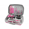 EXTOL LADY 402403 Vrtací šroubovák aku s příklepem, růžový, 12V Li-ion, 2000mAh, sada 27ks