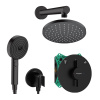 Hansgrohe Duo Turn S - čierny matný podomietkový sprchový systém s hlavovou sprchou a ručnou sprchou