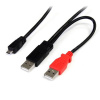 StarTech.com USB2HAUBY3 USB kábel USB 2.0 0,3 m Micro-USB B 2 x USB A Čierna (USB2HAUBY3)