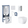 Grohe Rapid SLX - Set predstenovej inštalácie, klozetu, dosky SoftClose, tlačidla Skate Cosmopolitan a súpravy na vhadzovanie tabliet, Triple Vortex, matný chróm SANI11BB2128
