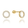 MINET Zlaté náušnice so skrutkovacím zapínaním a bielymi zirkónmi Au 585/1000 1,30 g JMG0027WGE09