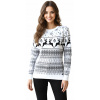 Button & Yarn Vianočný sveter biely s čiernym nórskym vzorom – dámsky aj pánsky sveter so sobmi a vločkami Veľkosť: WOMAN - L