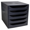 Úložný box na dokumenty, plastový, 5 zásuvkový, EXACOMPTA Ecobox ExoBlack, čierny