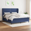 vidaXL Posteľný rám boxspring s matracom modrý 160x200 cm látka - Modrá - 115766-63264