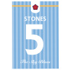 Superfutbal Maketa dresu Manchester City, svetlomodrá Rozmer: A2, Meno a číslo: Stones 5