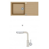 Alveus CADIT 50 SET kuchynský granit. drez so sifón. 100X50 + batéria SIROS Beige CADIT50G55+SIROS55