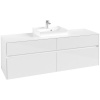 VILLEROY & BOCH Collaro závesná skrinka pod umývadlo na dosku (umývadlo v strede), 4 zásuvky, 1600 x 500 x 548 mm, Glossy White, C07700DH
