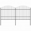 zahrada-XL Záhradný plot s vrchnou časťou z ocele 359x175 cm čierny 277740