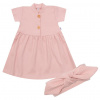 Dojčenské bavlnené šatôčky s čelenkou New Baby Practical Farba: Ružová, Veľkosť: 68 (4-6m)