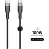 FIXED opletený kábel USB-C/USB-C (PD), 1.2m, USB 2.0, 100W, čierny FIXDB-CC12-BK