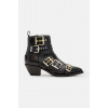 Kožené členkové topánky AllSaints Jane Buckle Boot dámske, čierna farba, na podpätku, W019FB EUR 40