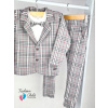 Teplaková súprava - FashionChild 134 biela, čierna, červená, šedá, viacfarebná oblek (Šedý oblek s čiernou a červenou mriežkou R.134)