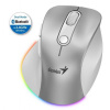 Genius Ergo 9000S Pro Myš, bezdrátová, optická, 2400DPI, 6 tlačítek, BT, 2,4GHz, USB-C nabíjení, tichá, 7barevné podsv.,stříbrná 31030039402